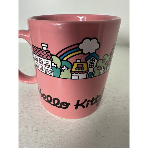 Hello Kitty Pink Ceramic Mug With Apple & Village Design - Picture 4 of 5